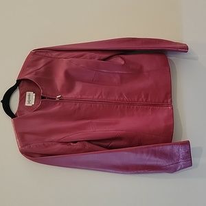 Red leather coat